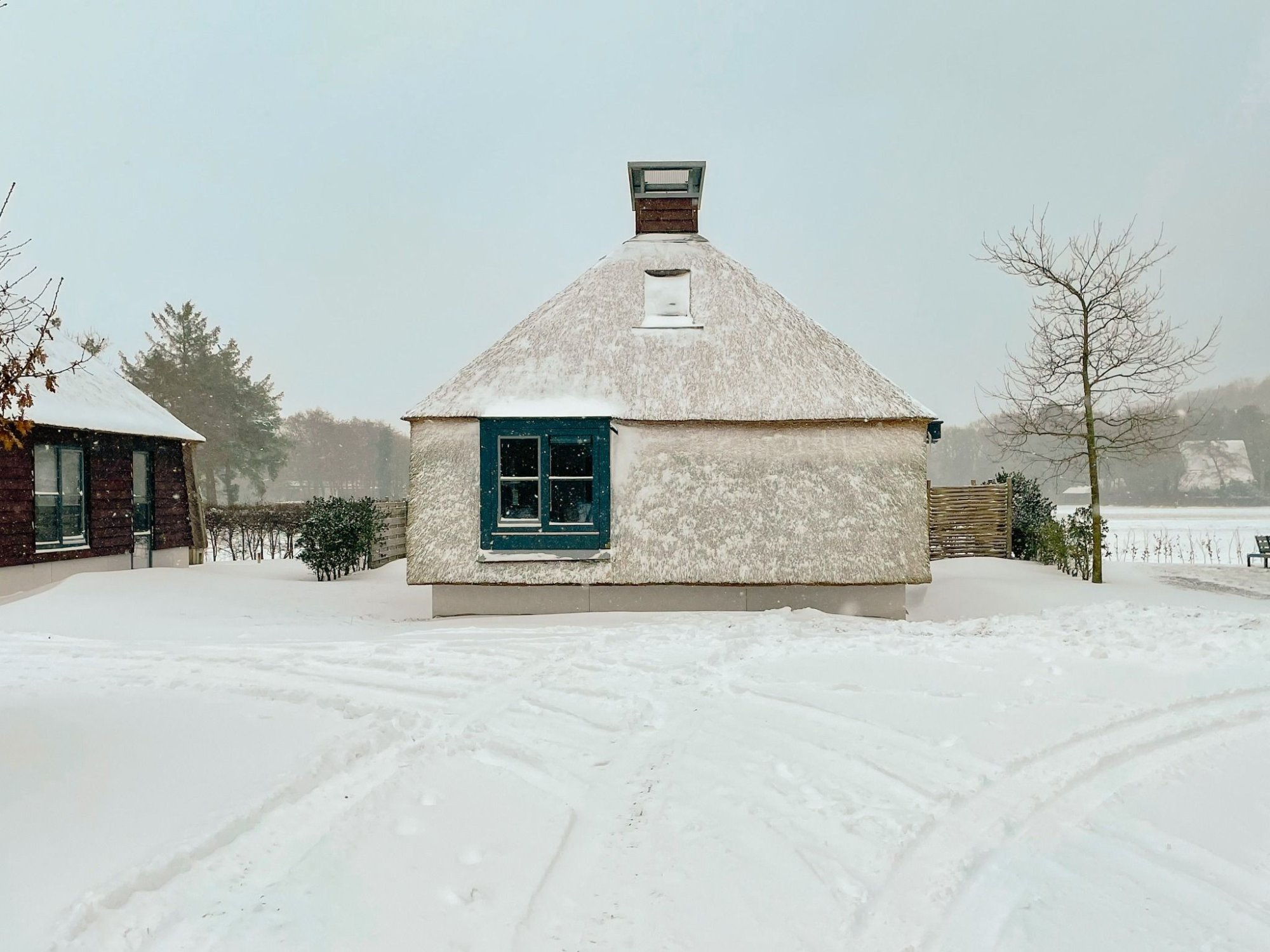 Vakantiehuis Weideduyn in Schoorl in een besneeuwd winterlandschap.